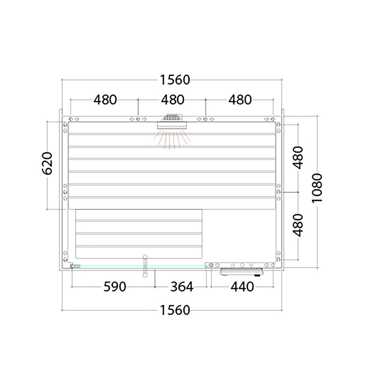 Diagrama do Alaska Infra+ Mini, sauna infravermelha.