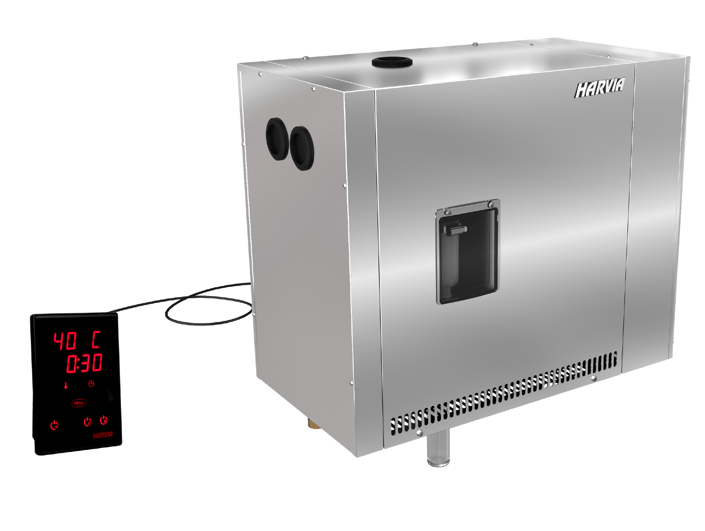 Gerador de vapor Harvia HGP WIFI em exibição detalhada.