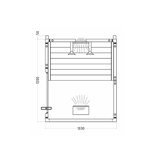 Sauna de Infravermelhos Minimy em desenho técnico.