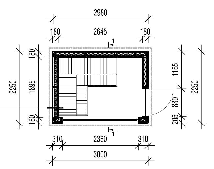 Sauna Exterior Modular (Isolada) blueprint técnico.