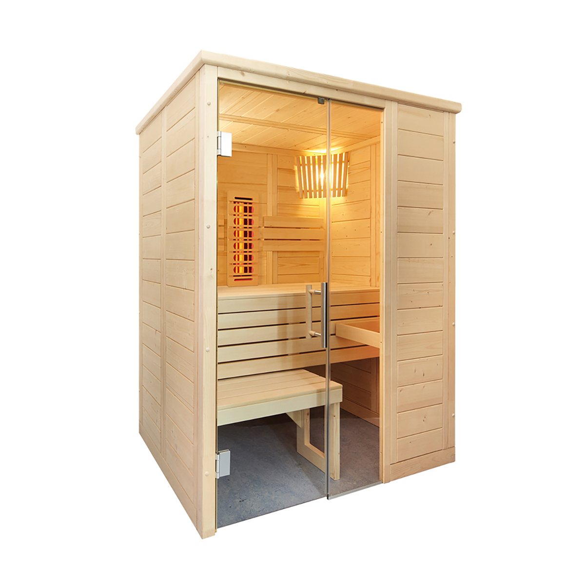 Sauna Alaska Mini Infra+ com portas de vidro.
