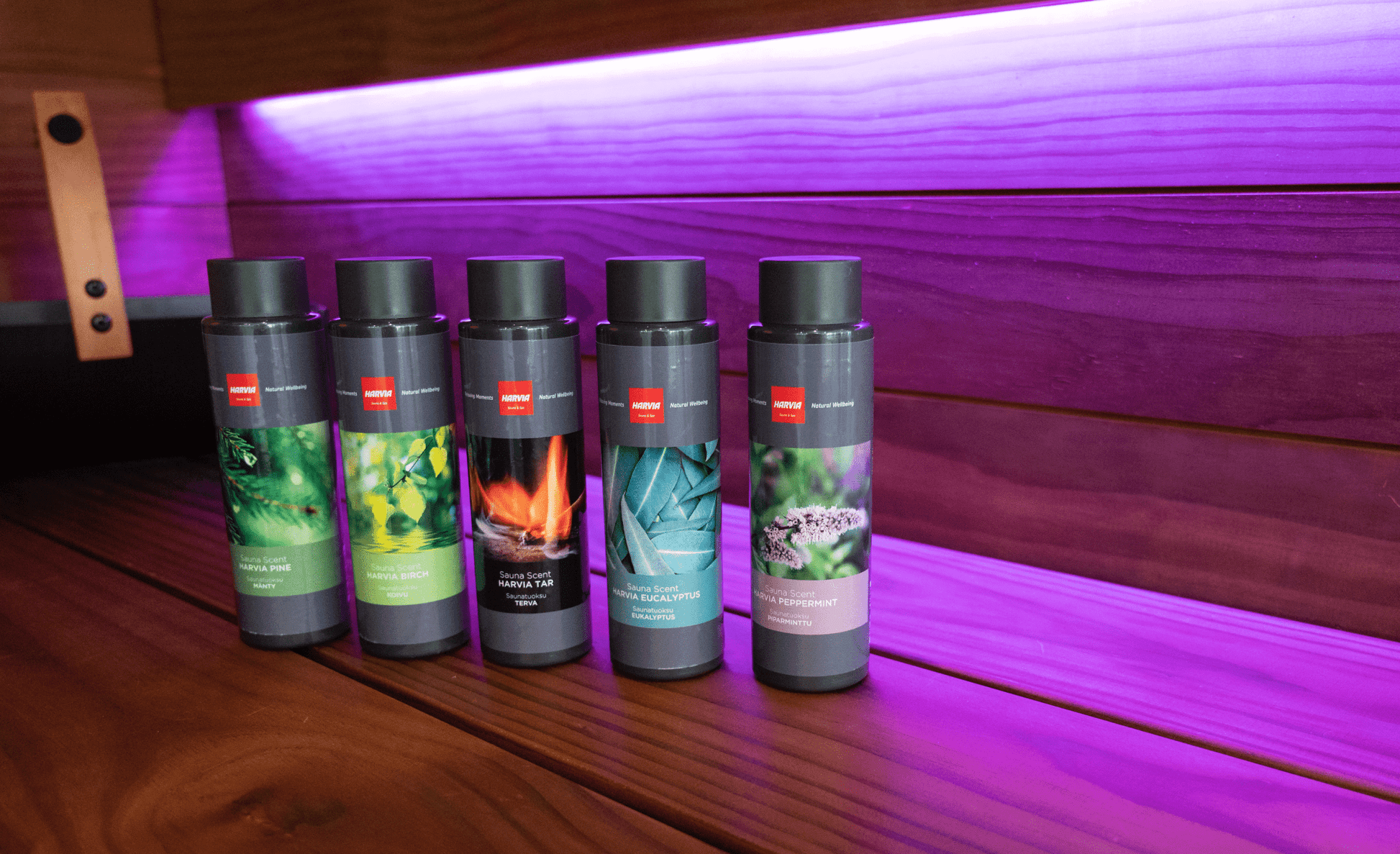 Aromaterapia de Sauna Harvia – Aroma de Pinho (400 ml) em frascos.