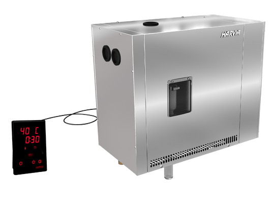 Gerador de vapor Harvia HGP WIFI em exibição detalhada.