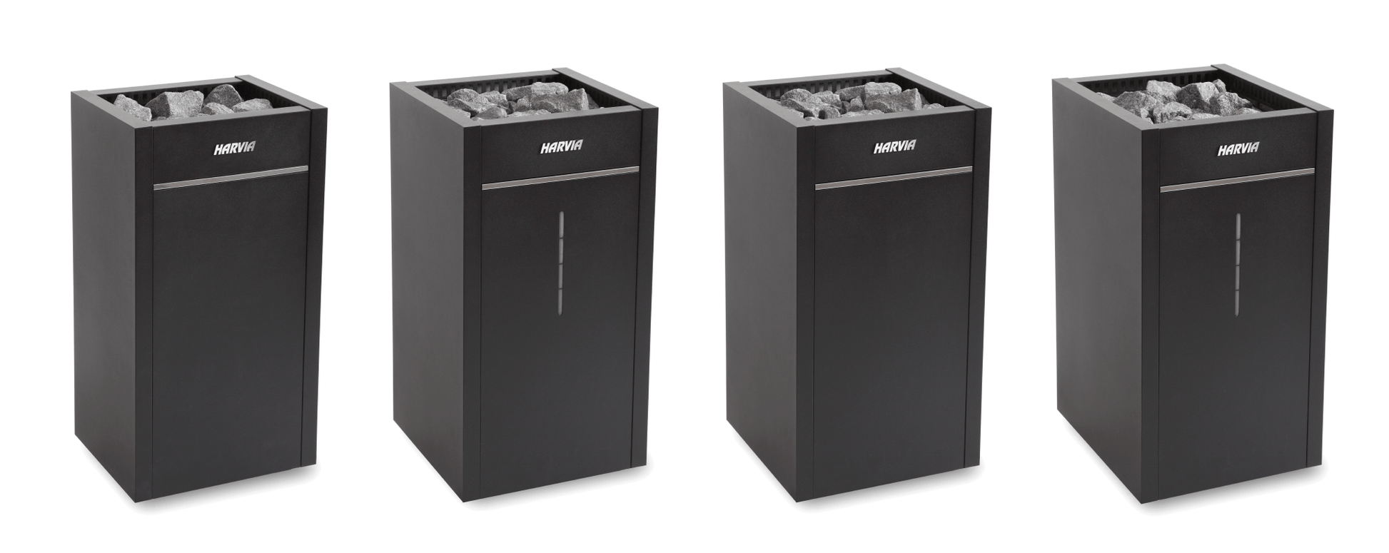 Harvia Virta Pro Combi Aquecedor Elétrico com pedras em caixa preta.