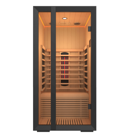 Sauna de Infravermelhos Onni com porta de vidro.