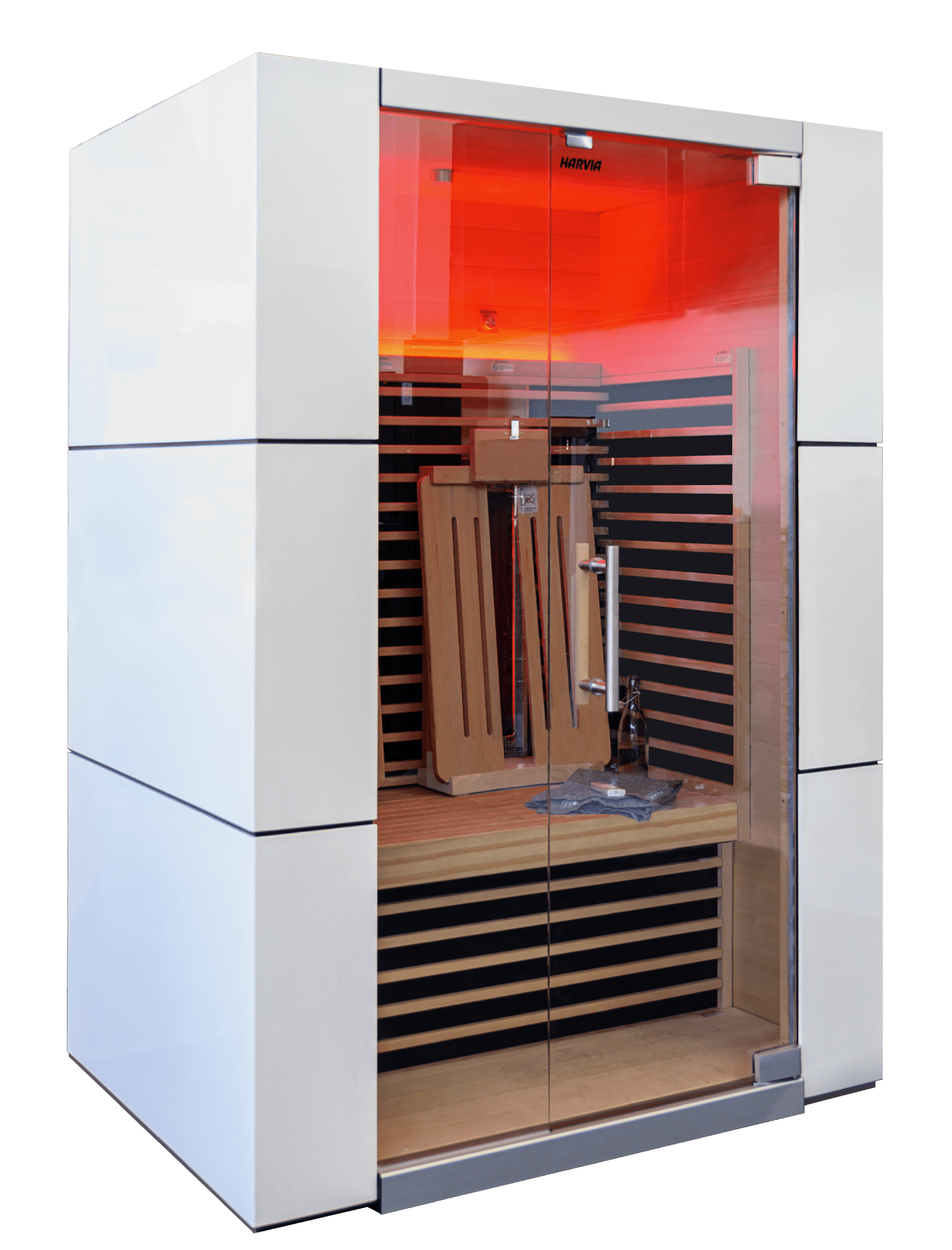 Sauna de Infravermelhos Spectrum com porta de vidro e interior elegante.