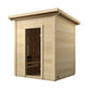 Sauna Exterior Box em madeira com porta e janela.