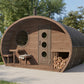 Sauna Exterior Hobbit 300 com design rústico e funcional.