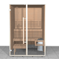 Sauna Sirius com portas de vidro e design compacto.