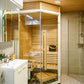 Sauna Sirius Corner com design compacto e moderno.