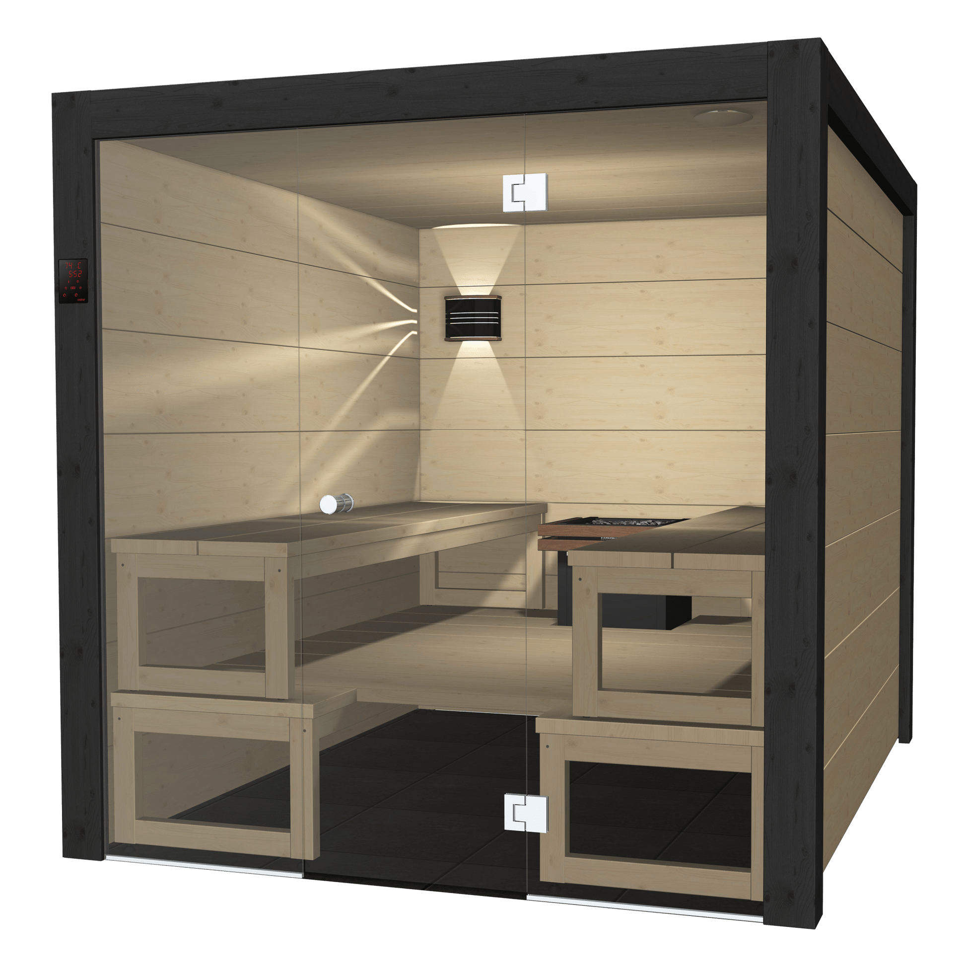 Sauna Solide em ambiente moderno de madeira.