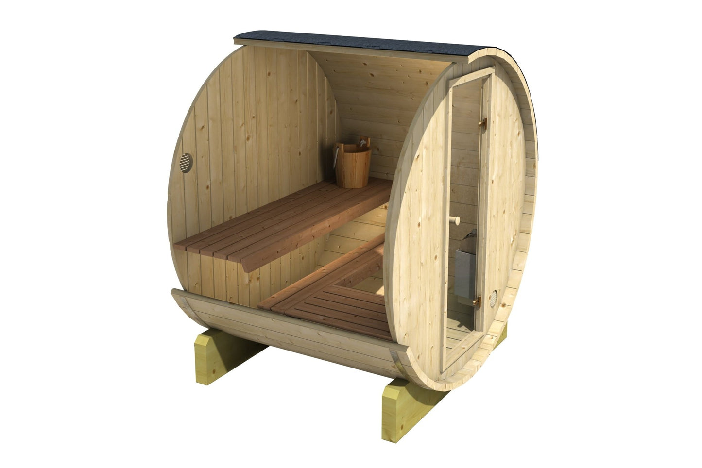 Sauna Exterior Barrel 160 em forma de barril.