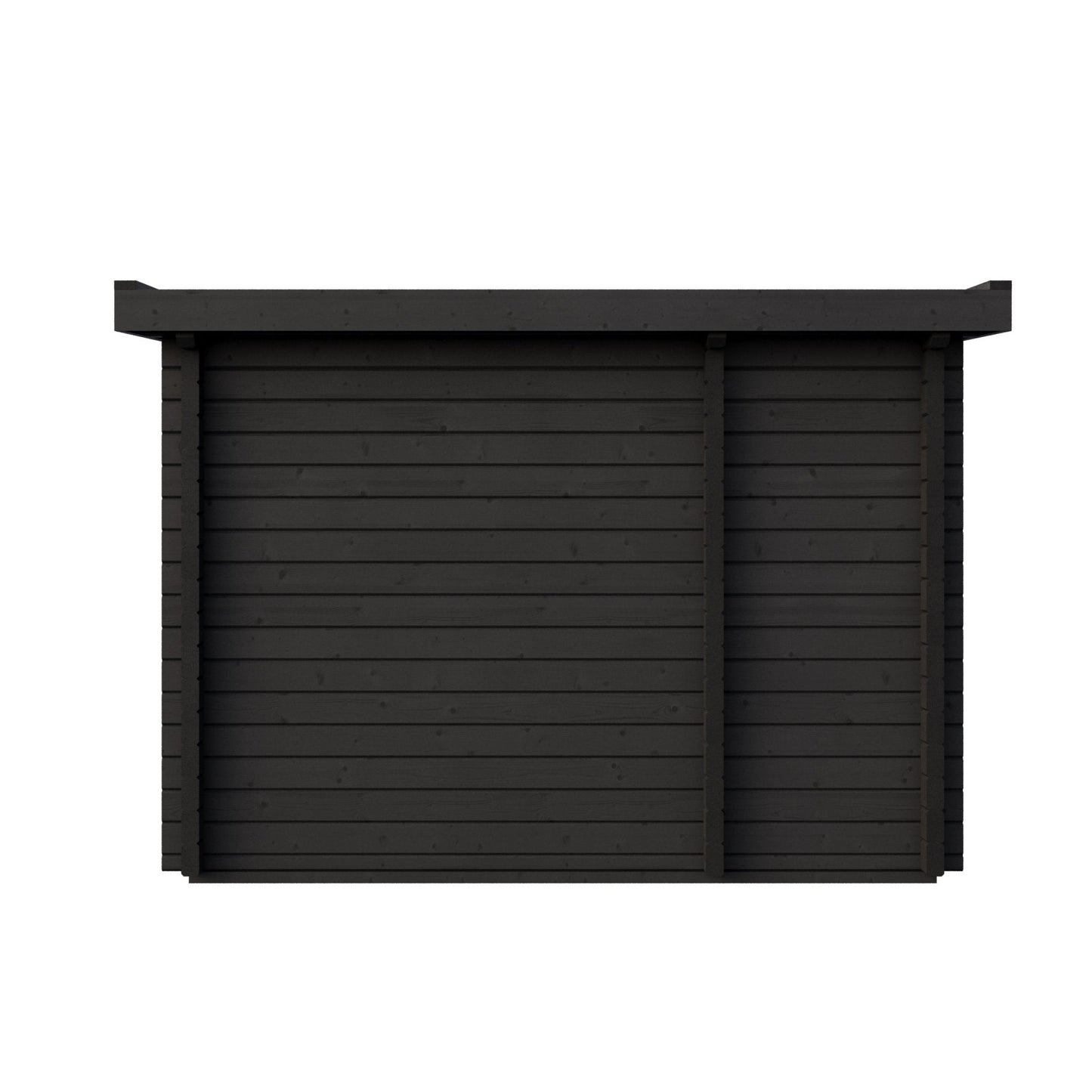 Sauna Exterior Deluxe Plus com fachada envidraçada e espaço de duche.