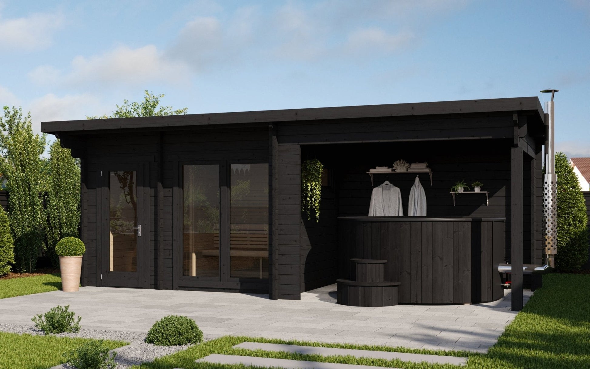 Sauna Exterior Deluxe Spa com estrutura multifuncional.