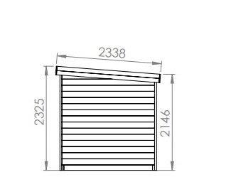 Sauna Exterior Deluxe Terrace com fachada envidraçada e terraço coberto.