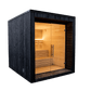 Sauna Exterior Lumi com porta de vidro.